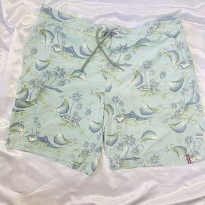Tommy Bahama Relax Swim Trunks Mens SZ XL Marlin Fish Blue Lined Island Cotton